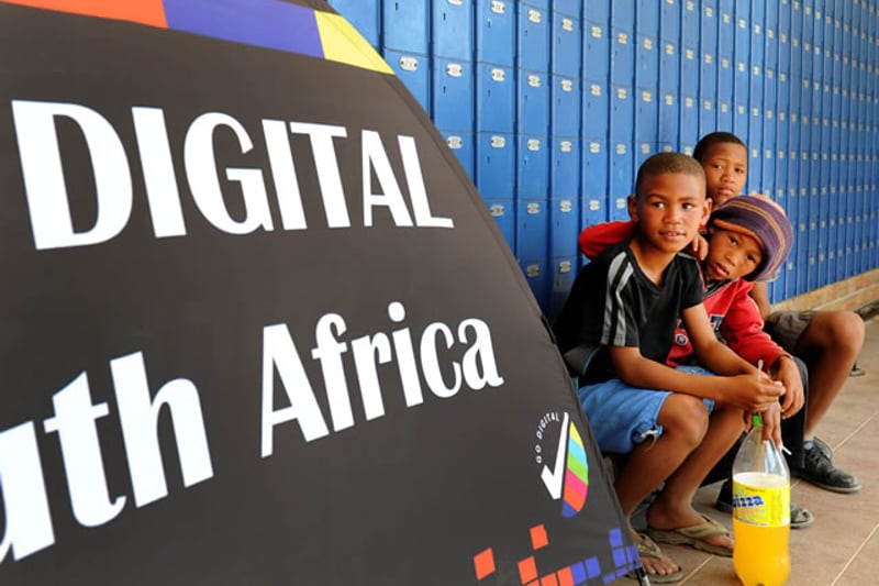 Go Digital banner for analogue TV switch-off promotion in South Africa